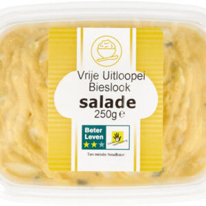 Vrije uitloopei bieslook salade