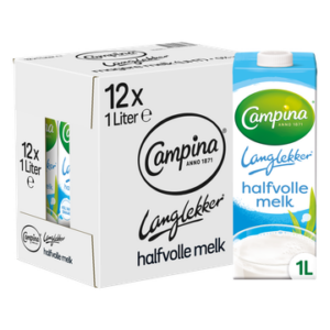 Campina Langlekker halfvolle melk 12 x 1 L