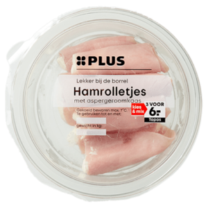 Plus Hamrolletjes met aspergeroomkaas