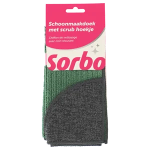Sorbo Schoonmaakdoek met scrub hoekje 38x38cm