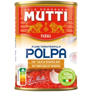 Mutti Polpa fijne tomatenpulp met knoflook