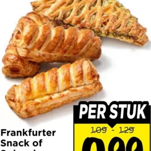 Frankfurter snack of spinazie triangel