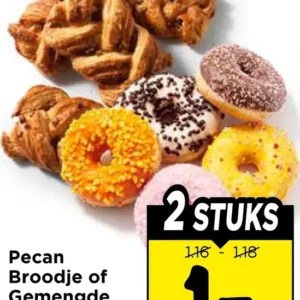 Pecan broodje of gemengde donut