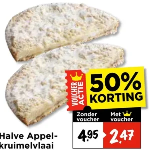 Halve appel-kruimelvlaai