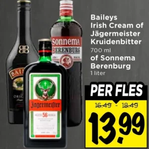 Baileys Irish Cream of Jägermeister Kruidenbitter of Sonnema Berenburg