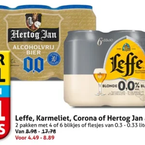 Leffe, Karmeliet, Corona of Hertog Jan alcoholvrij