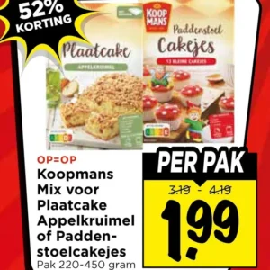Mix voor plaatcake appelkruimel of paddenstoelcakejes